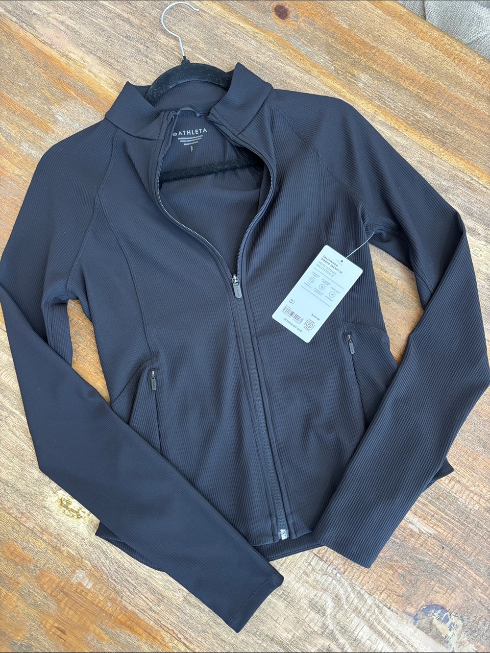 Athleta Black Salutation Ribbed Jacket size S